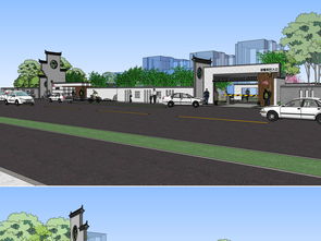 精品中式公園小區(qū)入口su模型設(shè)計(jì)圖下載 圖片17.41mb 建筑模型庫(kù) su模型